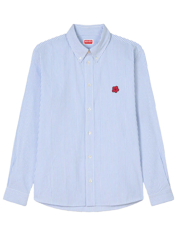 Camicia Casual In Cotone Seersucker Con Ricamo `Boke Flower`