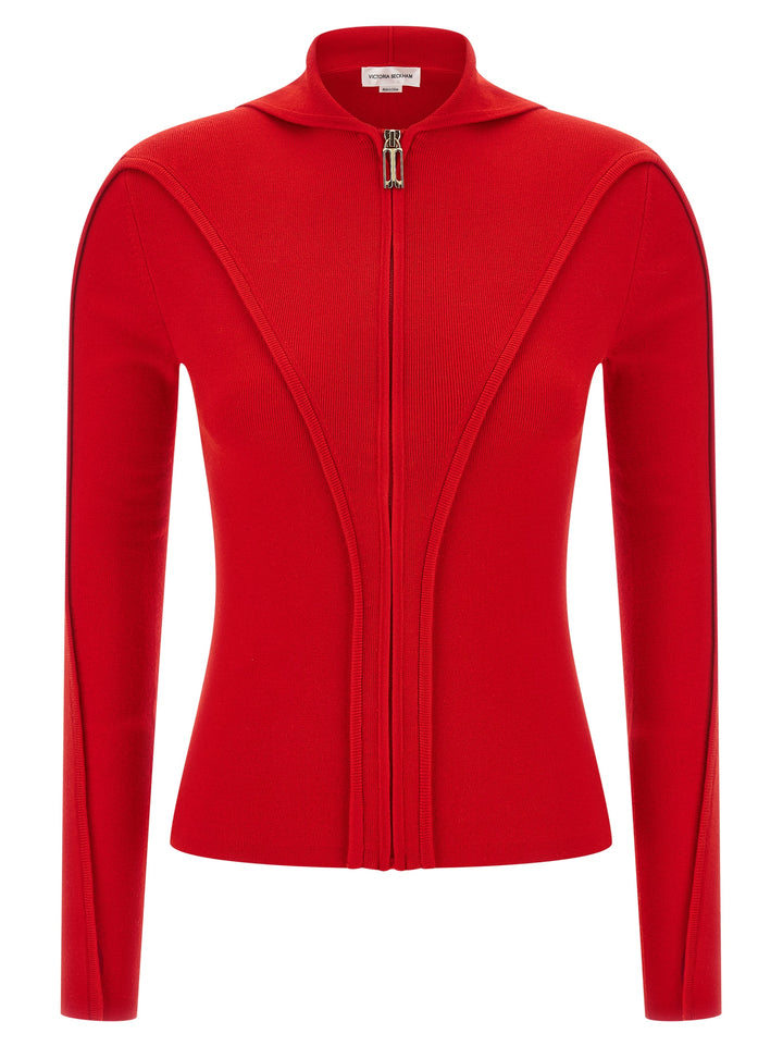 Victoria Beckham Hooded Cardigan Maglioni - Rosso | 06a528c33ecaf066453f214fd9c3d6982eb336b4