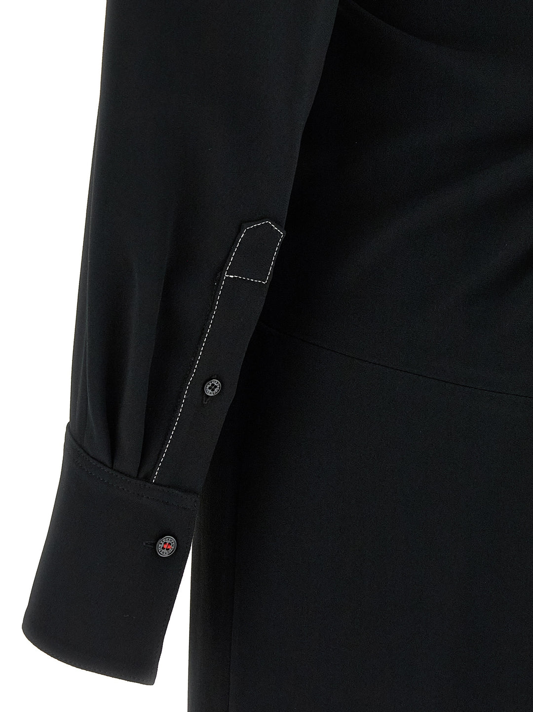 Victoria Beckham Long Sleeve Polo Collar Midi Abiti - Nero | 65d1466e3f0fc4e5480c28821c685d6fe016dce6