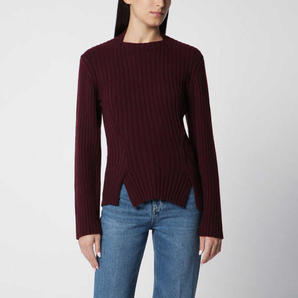 Ribbed Sweater In Dark Grey Wool And Cashmere