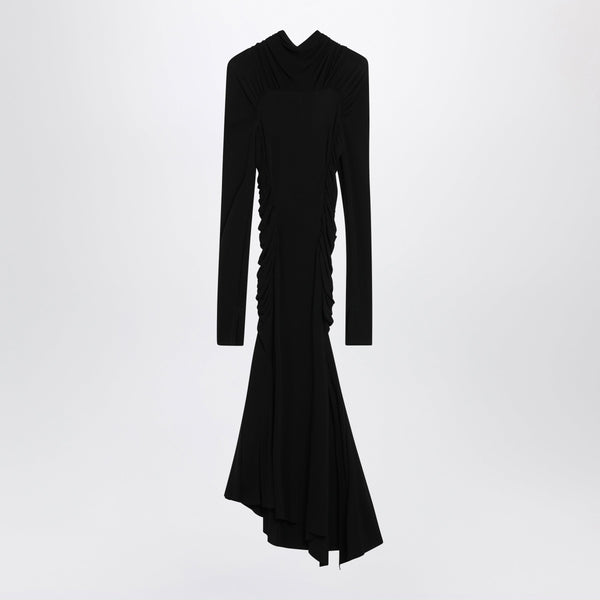 Vestido Midi Cuello Alto Negro de Viscosa