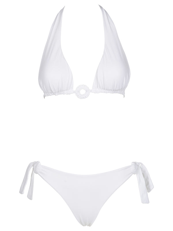 Bikini Triangolo Arricciato Con Anello