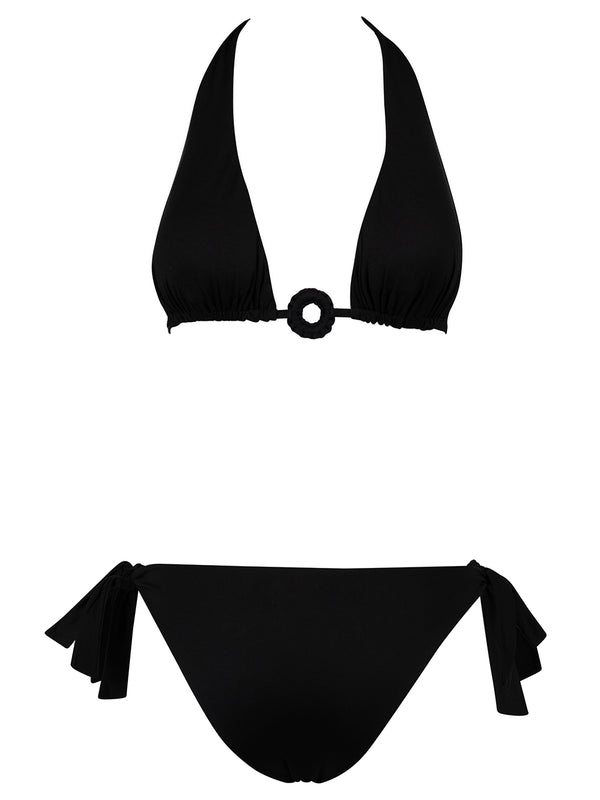 Bikini Triangolo Arricciato Con Anello