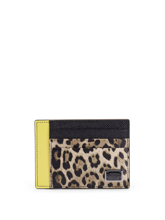 Saffiano Leather Card Holder With Animalier Insert