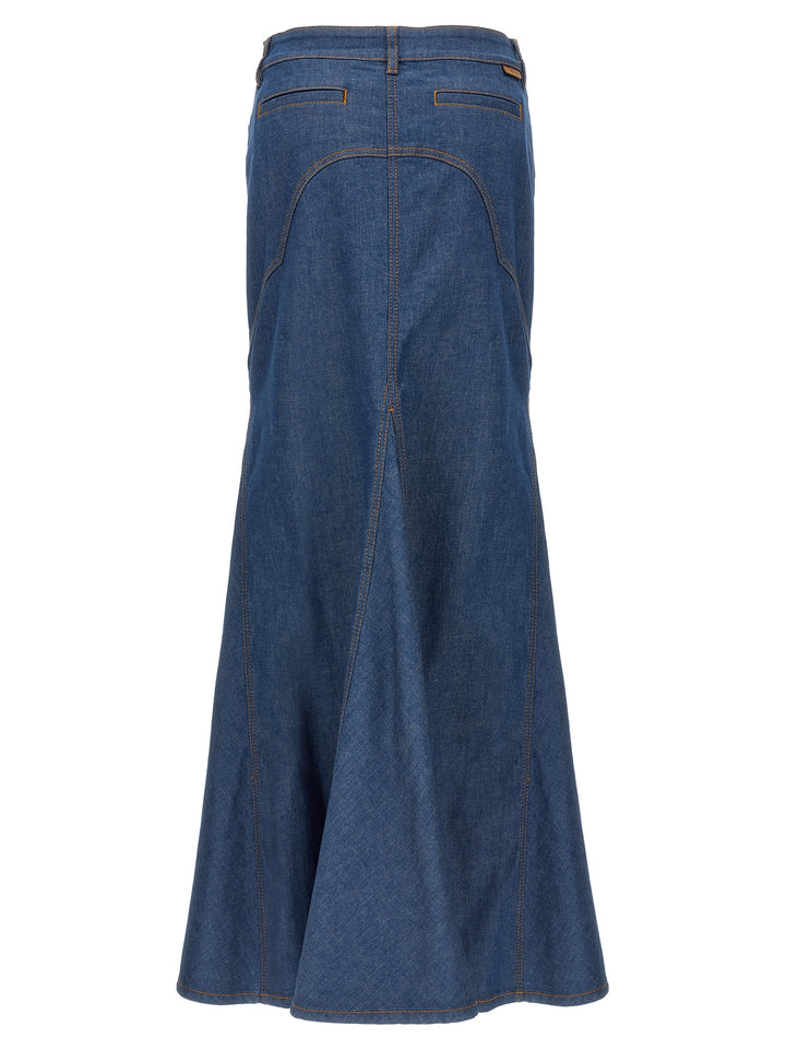 Maxi Denim Skirt Gonne Blu