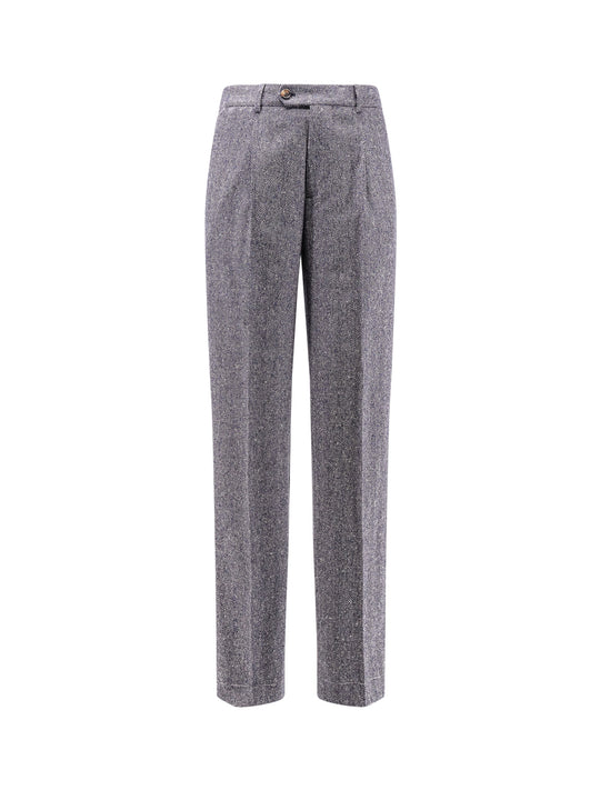 Herringbone Wool And Cashmere Trousers