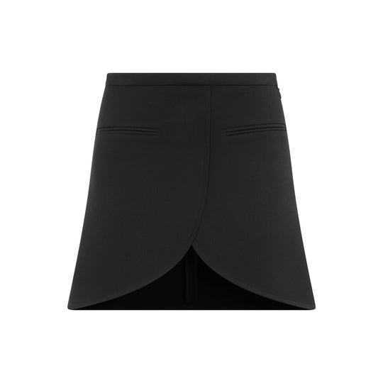Black Ellipse Twill Mini Skirt