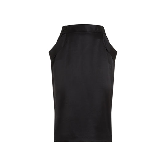 Black Silk Midi Skirt