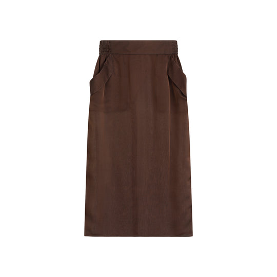 Brown Silk Midi Skirt