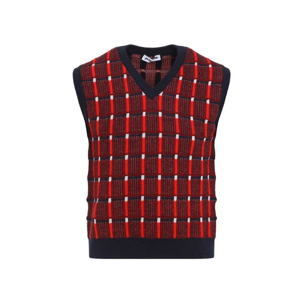 Red Sleeveless Knitted Vest
