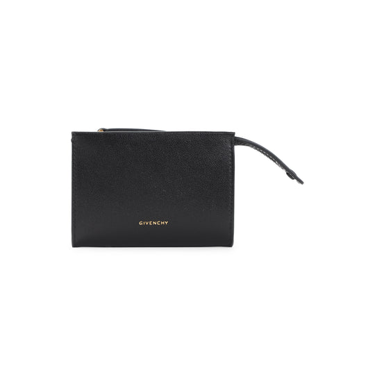 Black Zipped Calf Leather Credit Card Case
