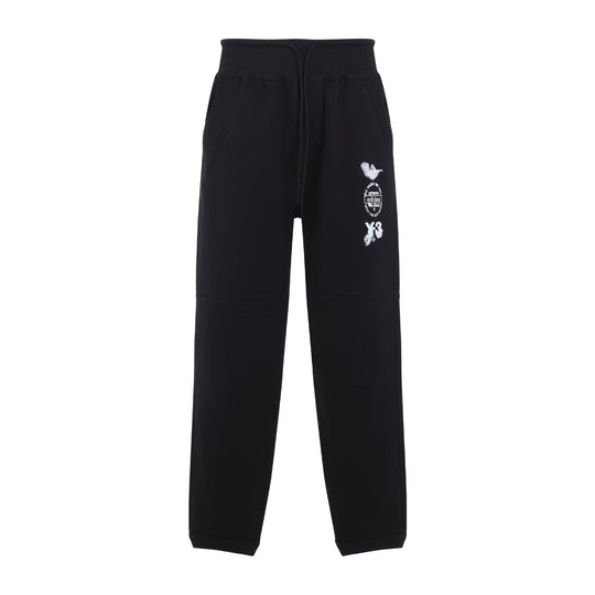 Black Cuffed Cotton Track Pants