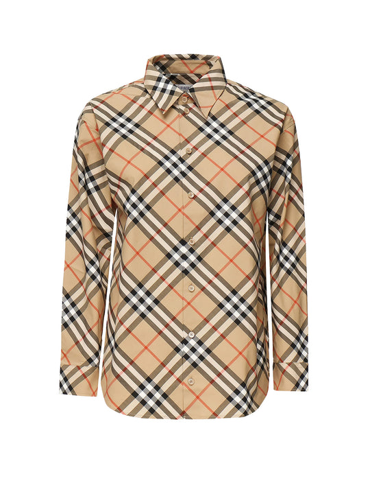 Cotton Shirt With Burberry Check Motif