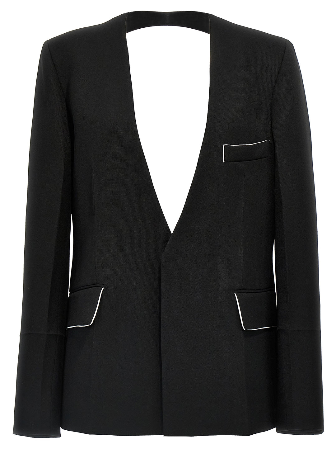 Victoria Beckham Shrunken Collarless Open-Back BlazerS - Nero | b6a56decf5dc5d29a8c6324ca4910614eb728578