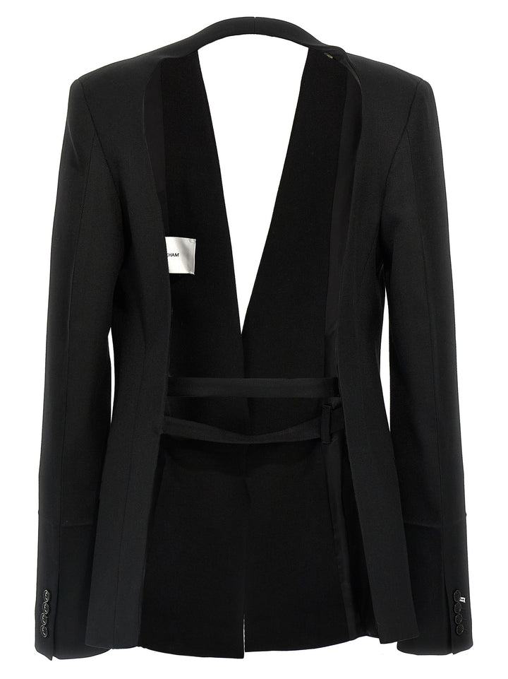 Victoria Beckham Shrunken Collarless Open-Back BlazerS - Nero | ac8ef2dfab08f93bf4799fce29224eae8db6c434