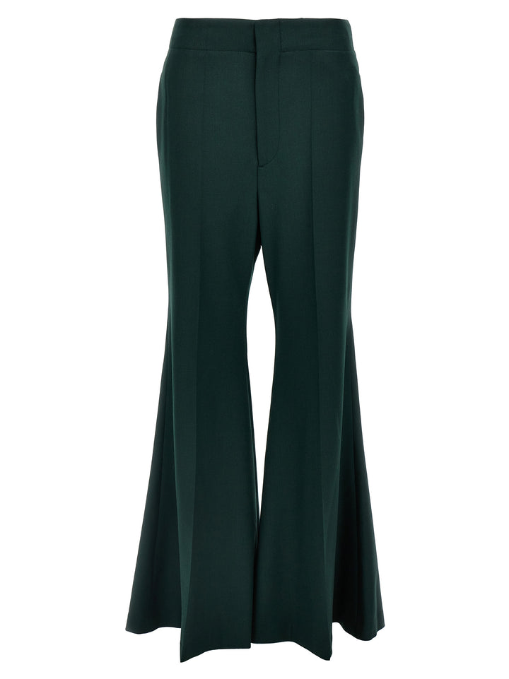Victoria Beckham Wide Leg Kick Pantaloni - Verde | 5995924ffe7d6451e1a00894954f5514982d5e20