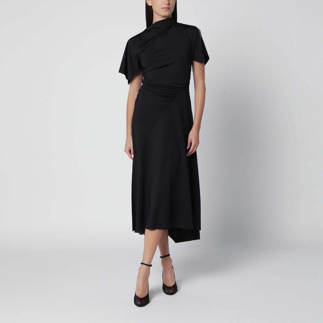 Victoria Beckham Robe Midi Noire En Polyester Recyclé