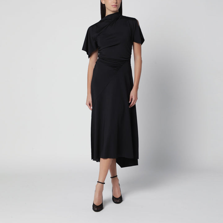 Victoria Beckham Robe Midi Noire En Polyester Recyclé
