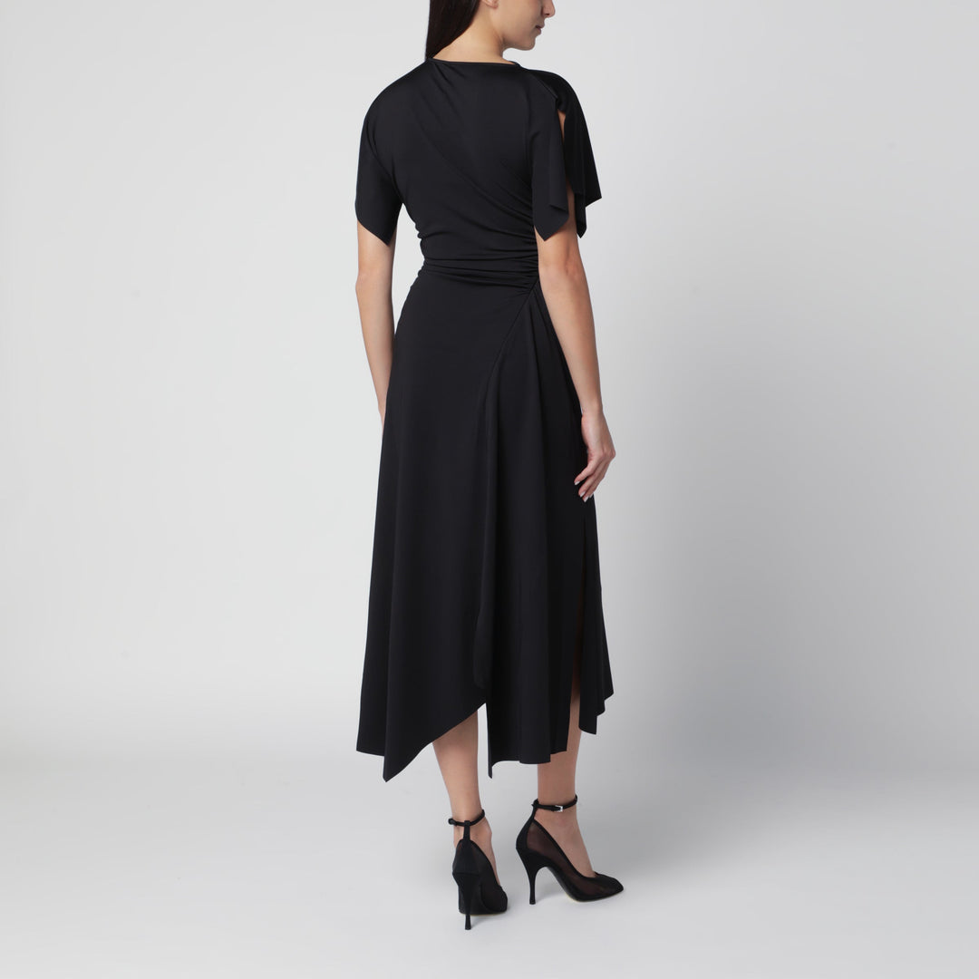 Victoria Beckham Robe Midi Noire En Polyester Recyclé