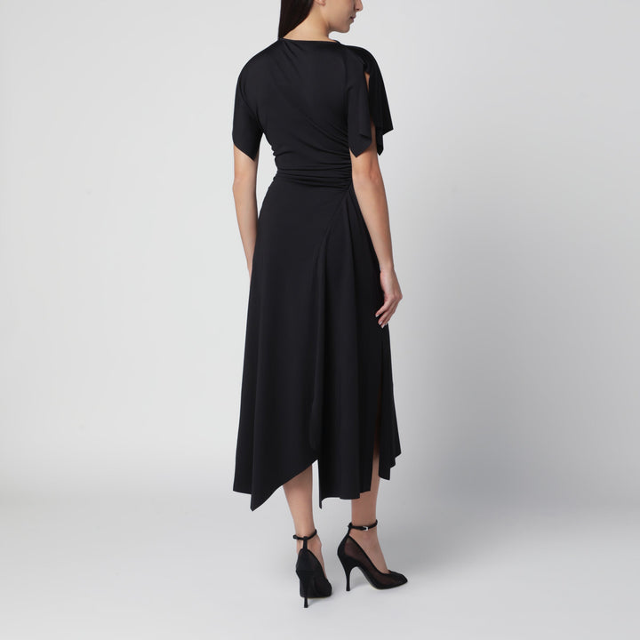 Victoria Beckham Robe Midi Noire En Polyester Recyclé