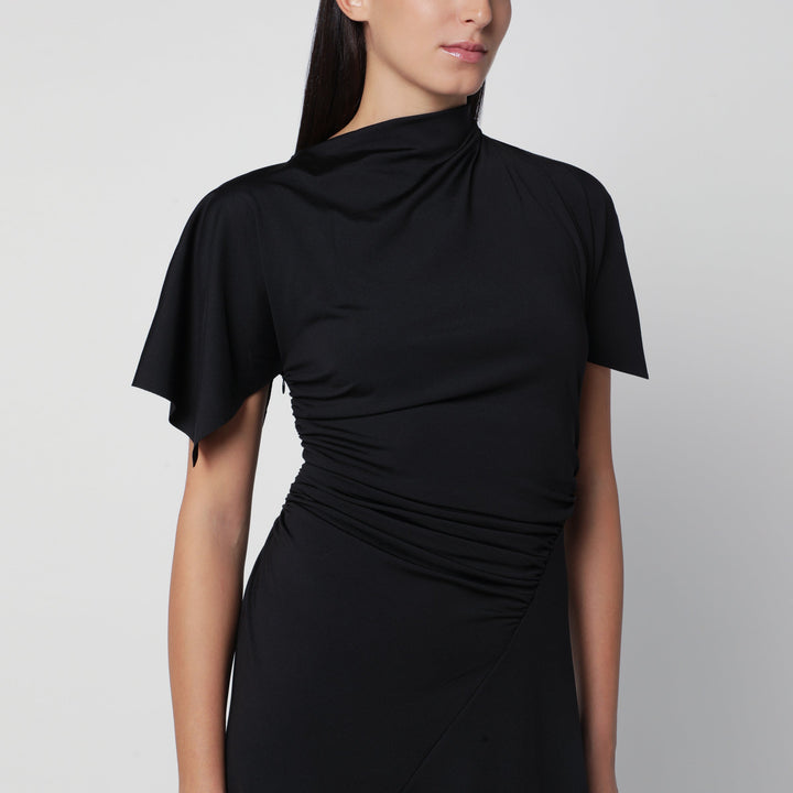 Victoria Beckham Robe Midi Noire En Polyester Recyclé
