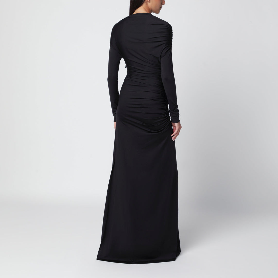Victoria Beckham Longue Robe Noire À Épaules Drapées