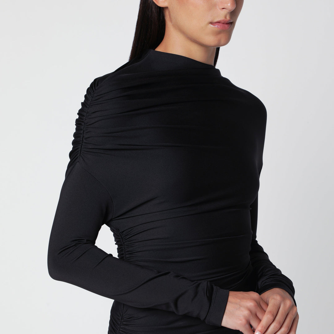 Victoria Beckham Longue Robe Noire À Épaules Drapées