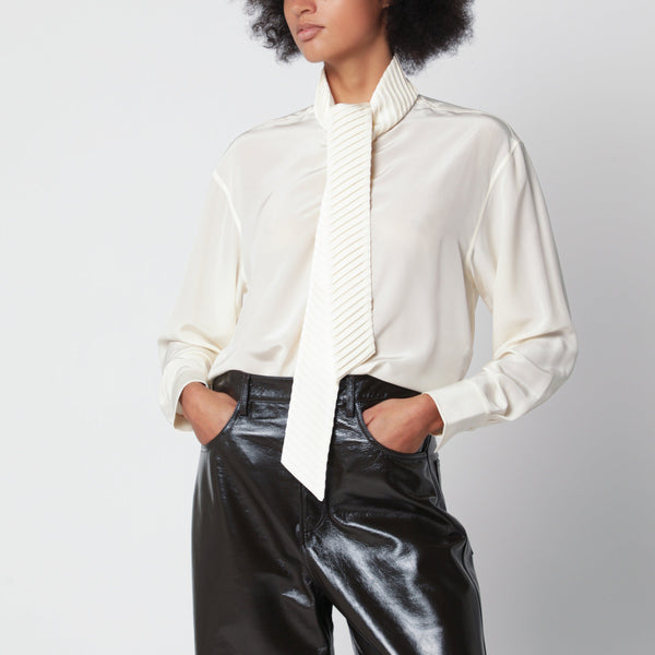 Ivory Silk Blouse With Scarf Detail