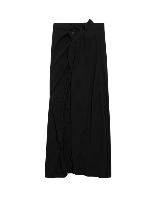 Draped Crepe Midi Skirt