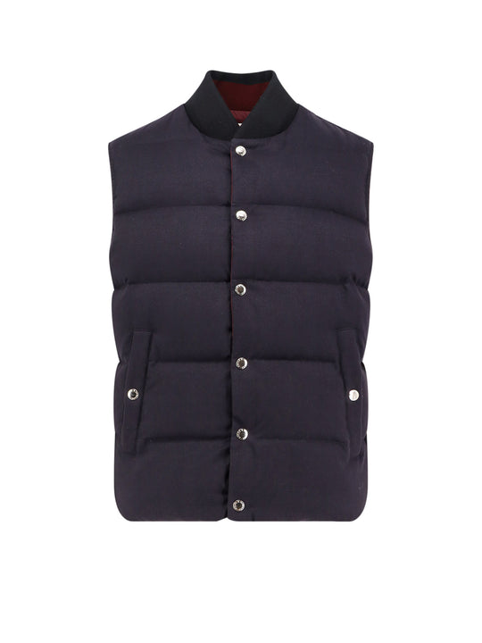 Cotton And Viscose Reversible Sleeveless Jacket