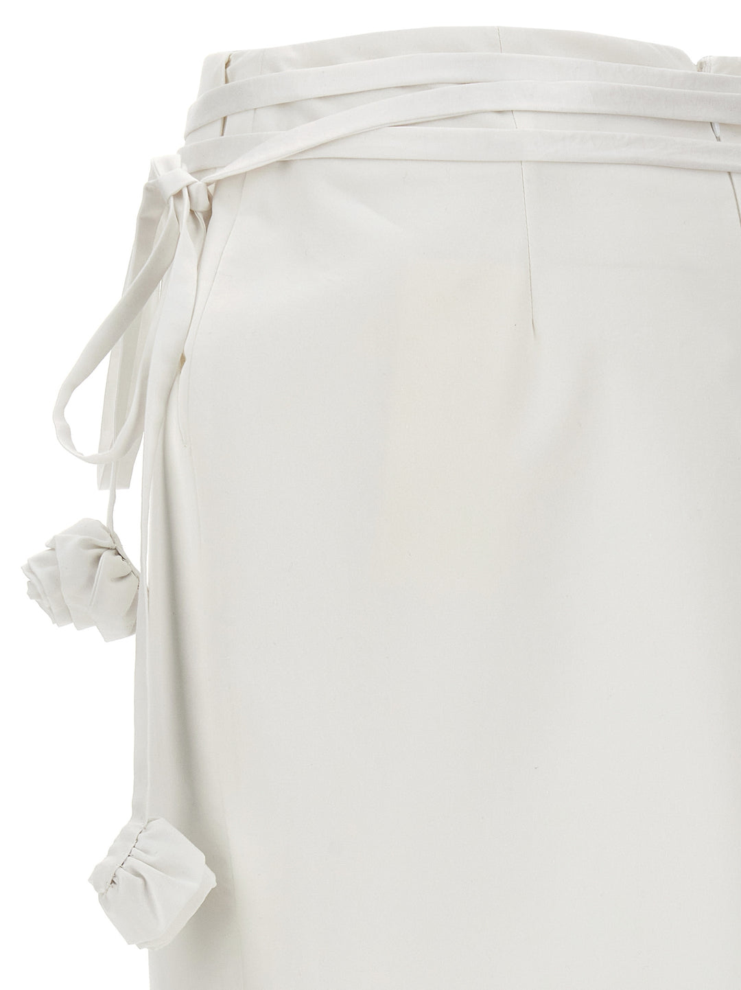 Floral Details Longuette Skirt Gonne Bianco
