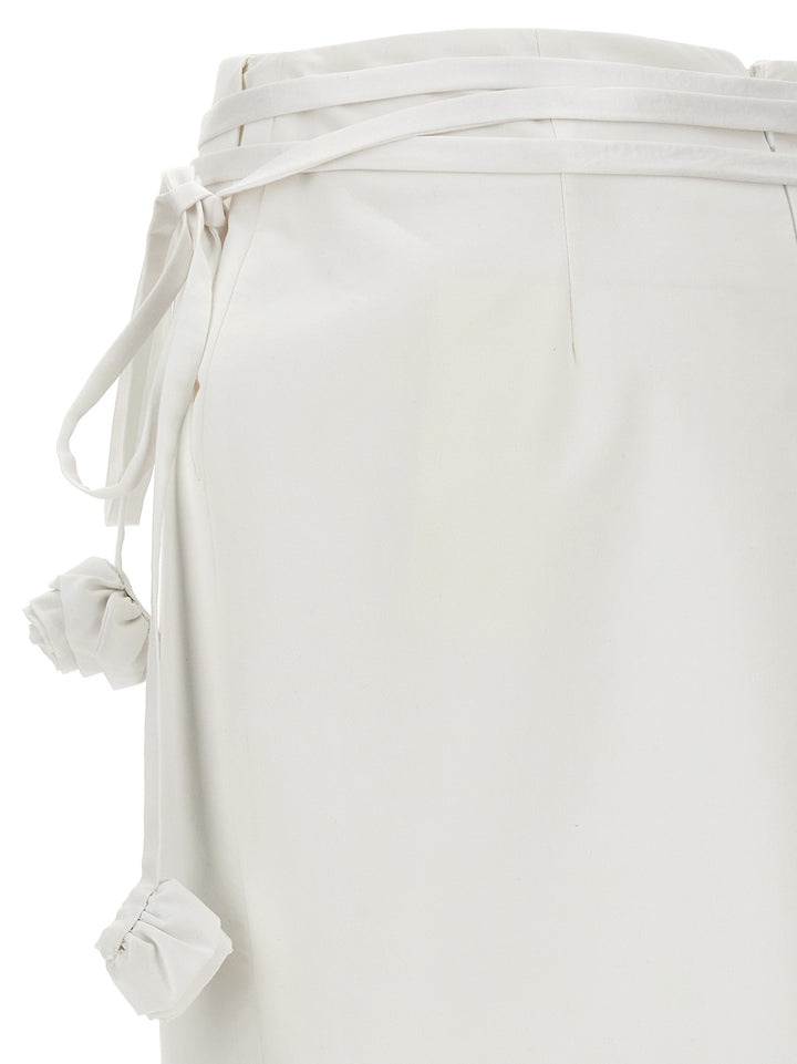 Floral Details Longuette Skirt Gonne Bianco