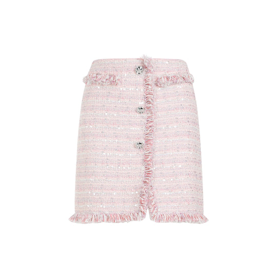 Pink Bouclé Mini Skirt