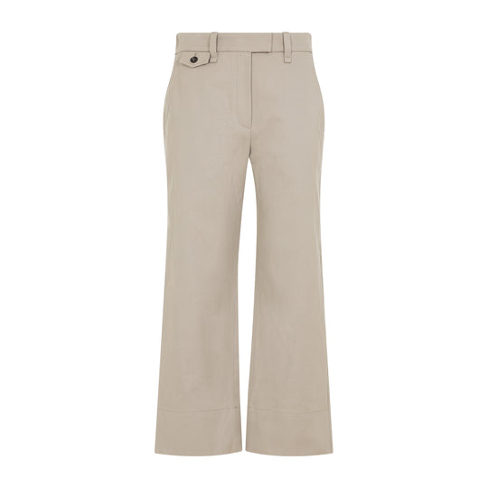 Beige Chino Cropped Cotton Pants
