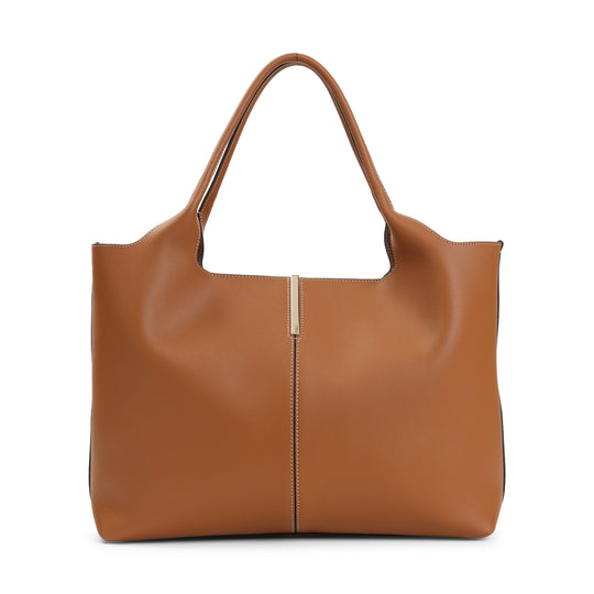 Brown Ebr Shopping Calf Leather Tote Bag