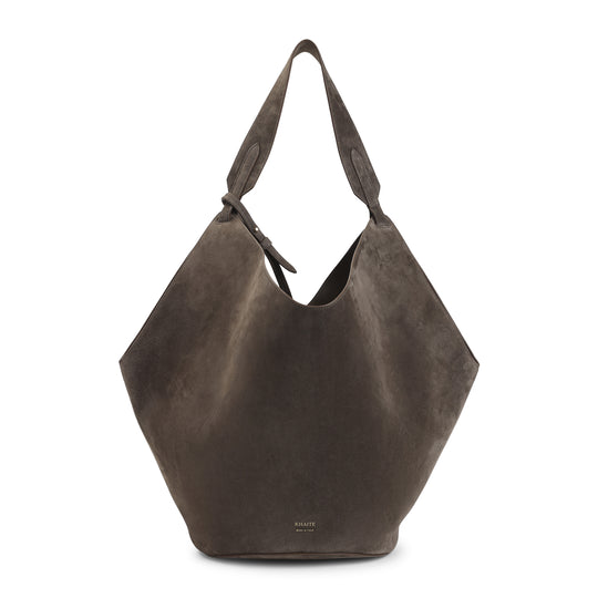 Brown Lotus Medium Calfskin Tote Bag