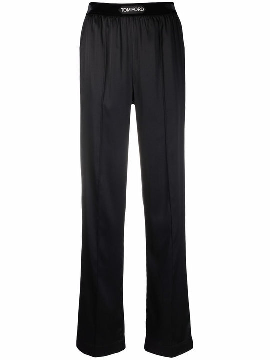 Pantaloni Pajama In Raso Di Seta Elasticizzato