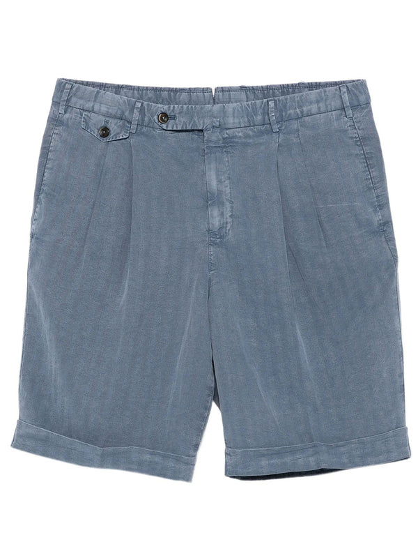 Bermuda In Misto Lino Con Pieghe