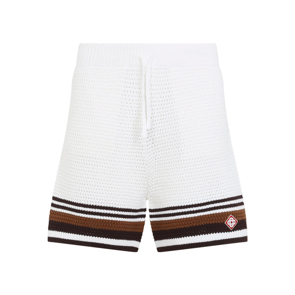White Brown Crochet Short