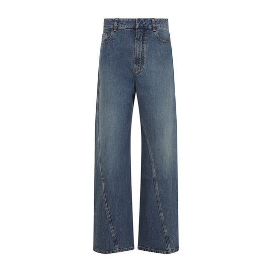 Blue Twisted Cotton Jeans