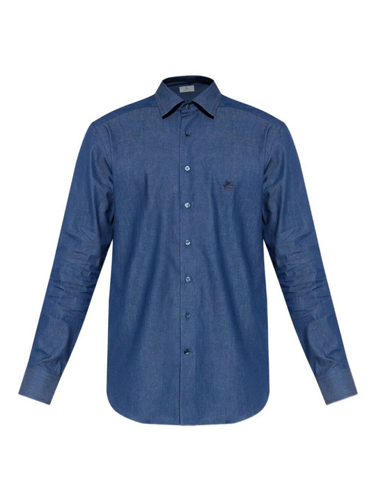 Camicia In Cotone Con Logo Ricamato