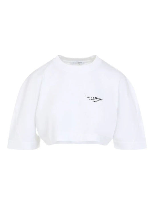 T-Shirt Crop In Cotone Con Stampa Givenchy Stamp