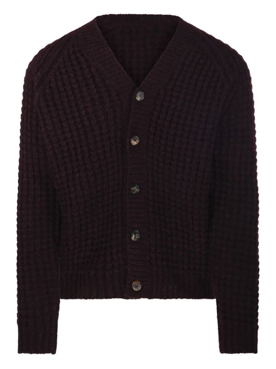 Cardigan In Maglia A Coste Con Scollo A V