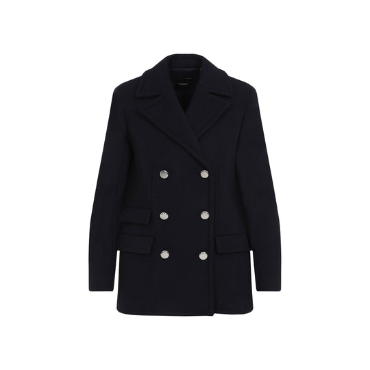 Baltic Blue Recycled Wool Peacoat