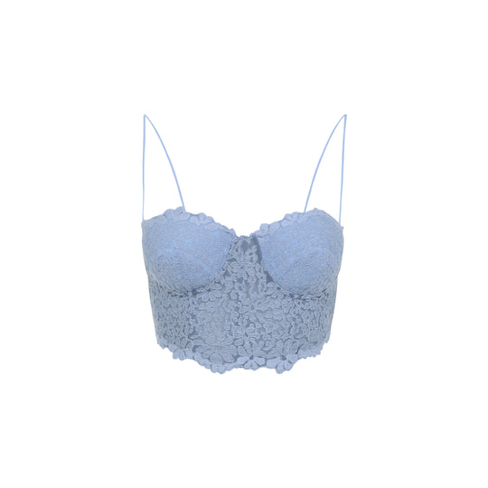 Light Blue Polyester Bustier Top