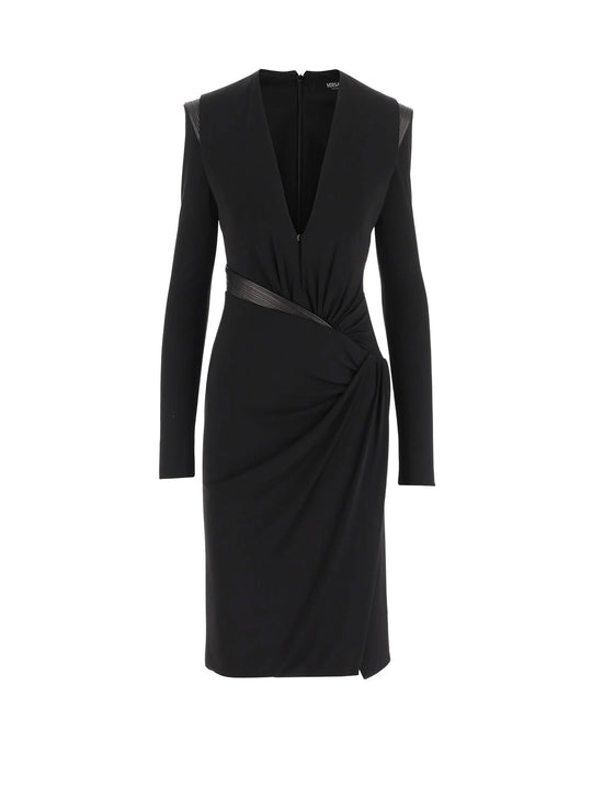 Crepe Mini Dress With V-Neckline