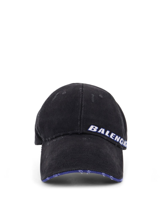 Cotton Baseball Hat With Distressed Effect