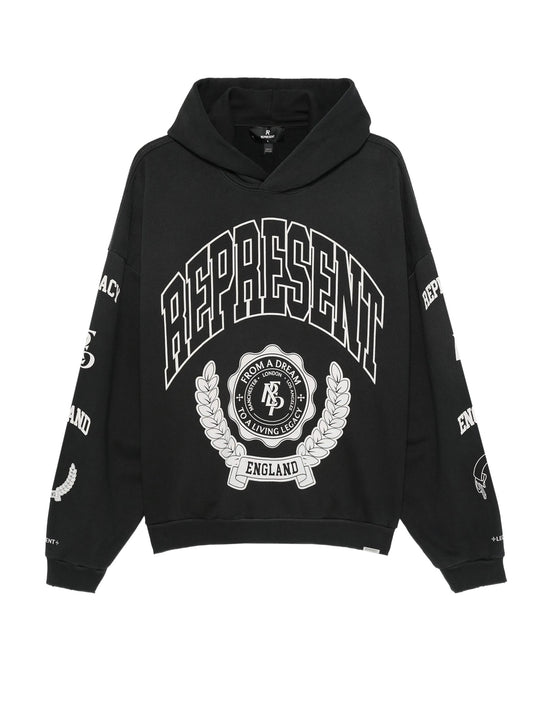 Cotton Hooded Sweatshirt With Distressed Effect