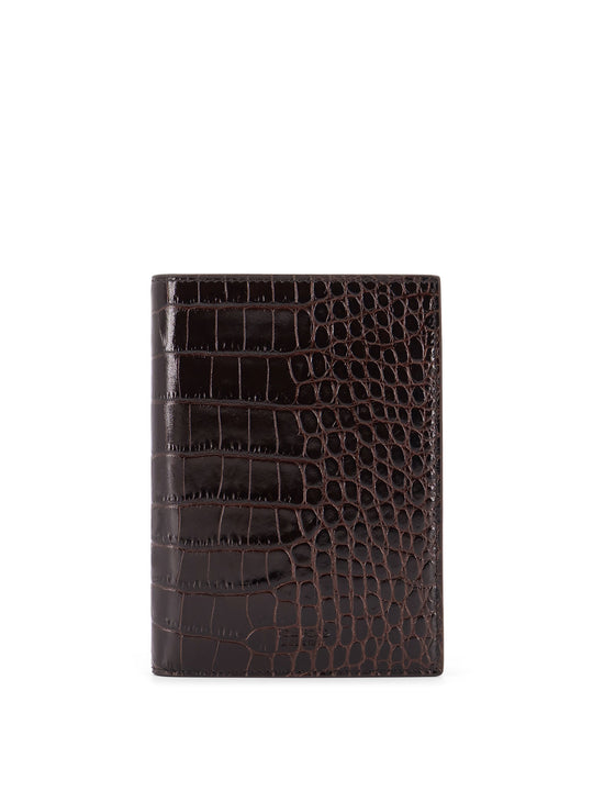 Crocodile-Print Leather Wallet