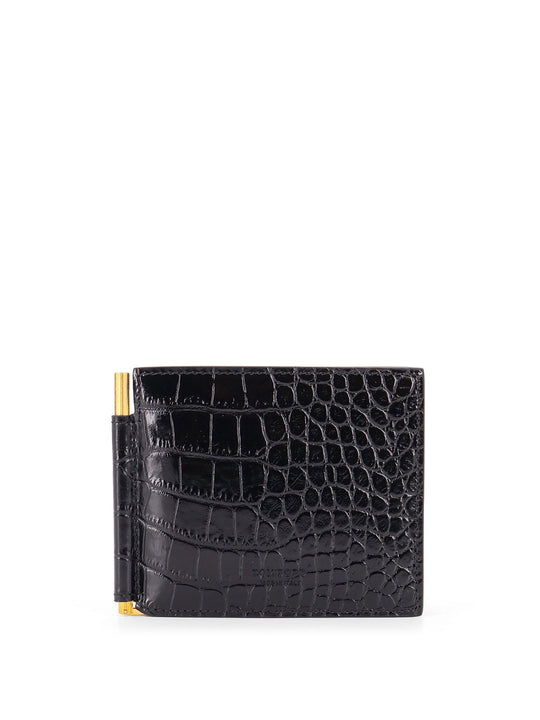 Crocodile-Print Leather Wallet